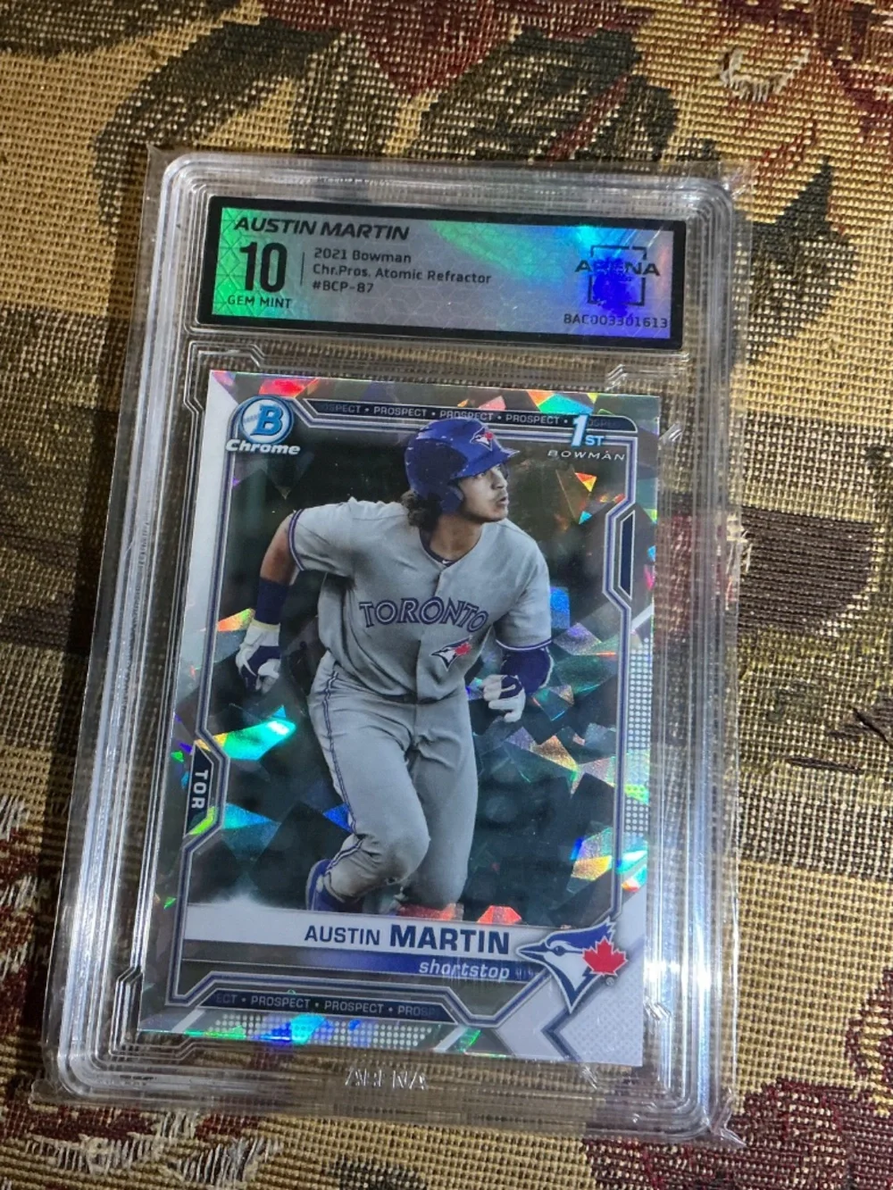 2021 Bowman Chrome Pros. Austin Martin BCP-87 Atomic Refractor Graded Arena 10